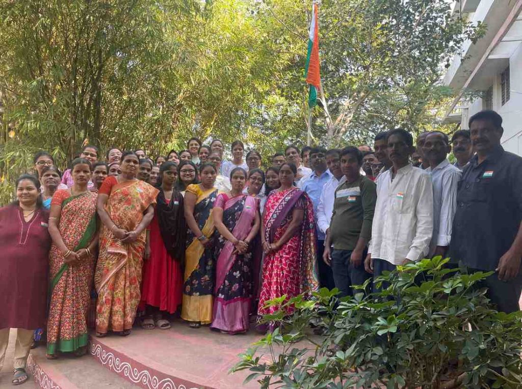 Prof. E. Revathi, Director, Centre for Economic and Social Studies unfurled the National Flag on 76th Republic Day at CESS