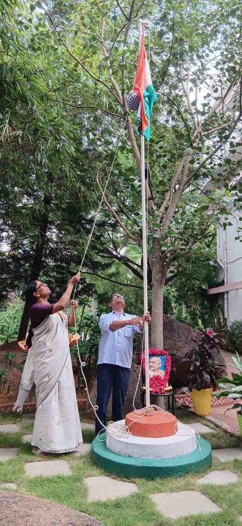 Prof. E. Revathi, Director of CESS, unfurled the National Flag on the 80th Independence Day at CESS